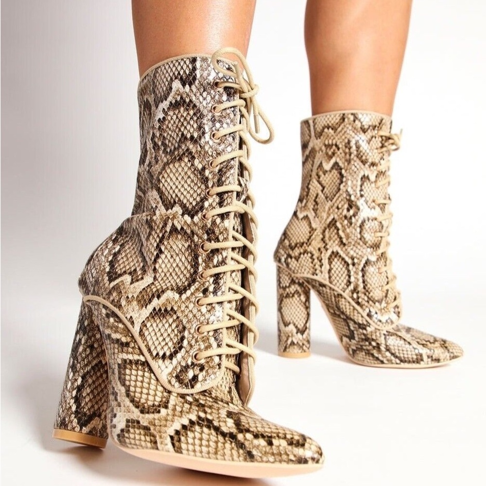 Lace Up Snake Booties
